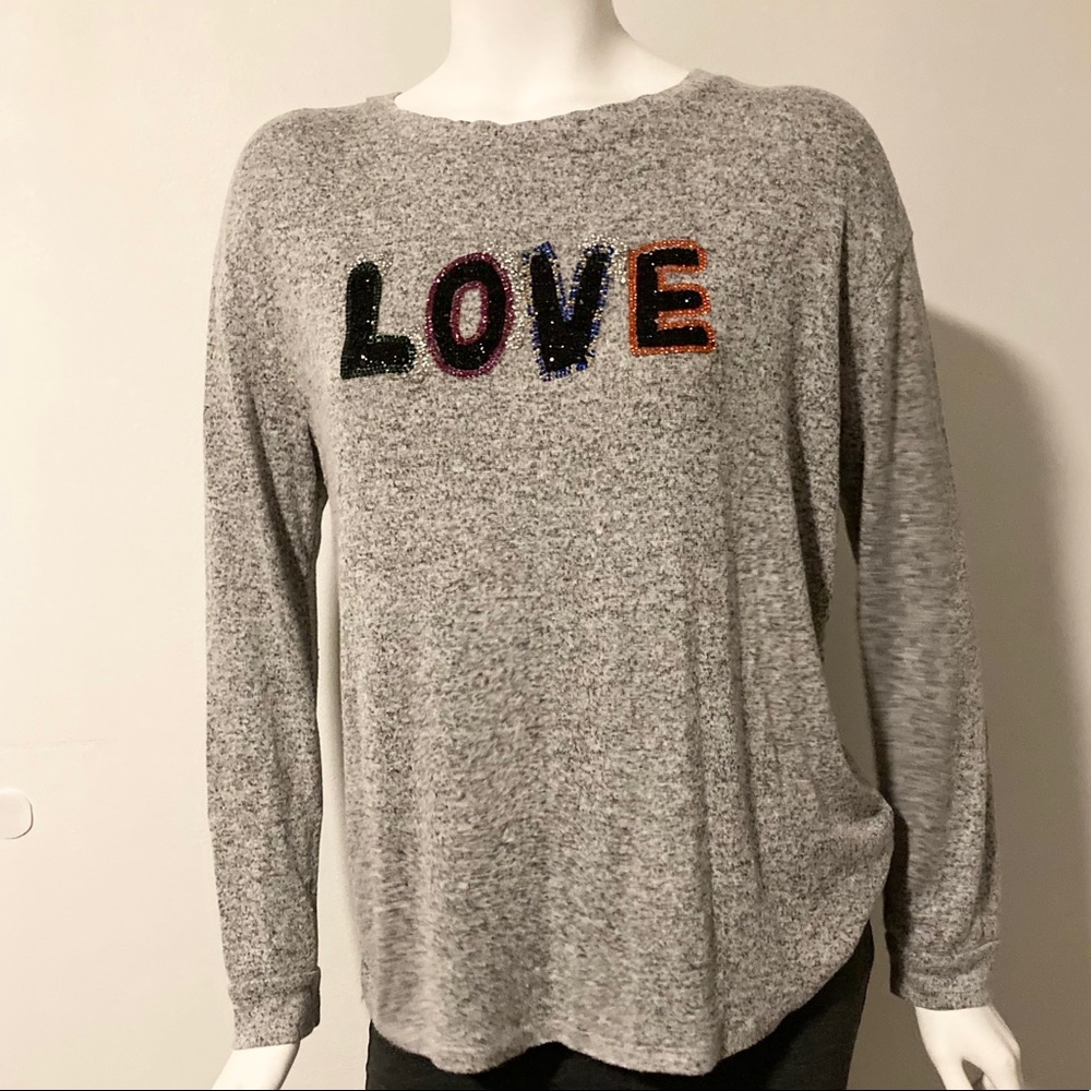 Lavish long sleeve round neck grey sweatshirt